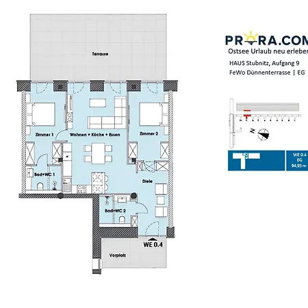Apartment Prora - Exklusive Dünenterrassen-fewo Mit Großer Terrasse, Strandkorb Am Und Waschmaschine - Dünenterrasse *